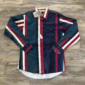 Vintage Wrangler Brushpopper Western Striped Shirt Size 16 1/2-36